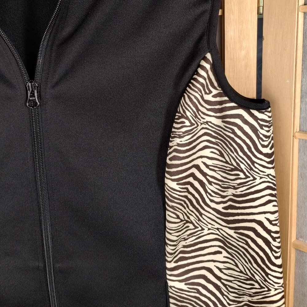 Kerrits Double Zippper Equestrian Riding Vest Black/Zebra Stripe Size L - Picture 3 of 9